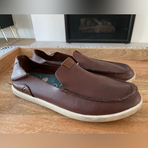 Olukai Nalukai Slip on Men’s Leather Shoes Size 9 Brown Boat Shoes main image 2